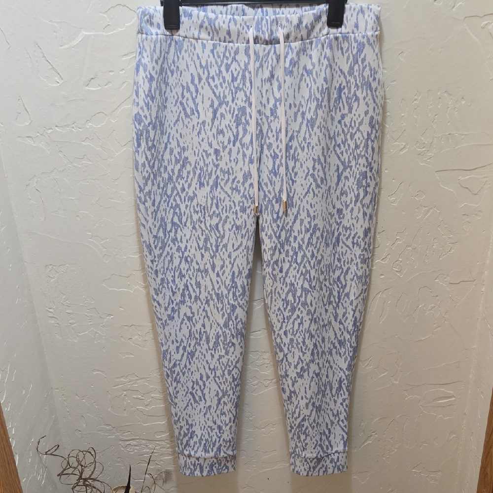 Joseph Ribkoff White and Blue Patterned Joggers
